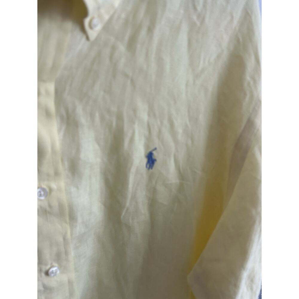 Men's Polo Ralph Lauren Yellow Linen Button Up Shirt Size XL Preppy Summer Beach - Picture 3 of 12